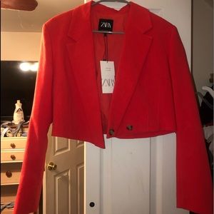 Linen Blend Cropped Blazer